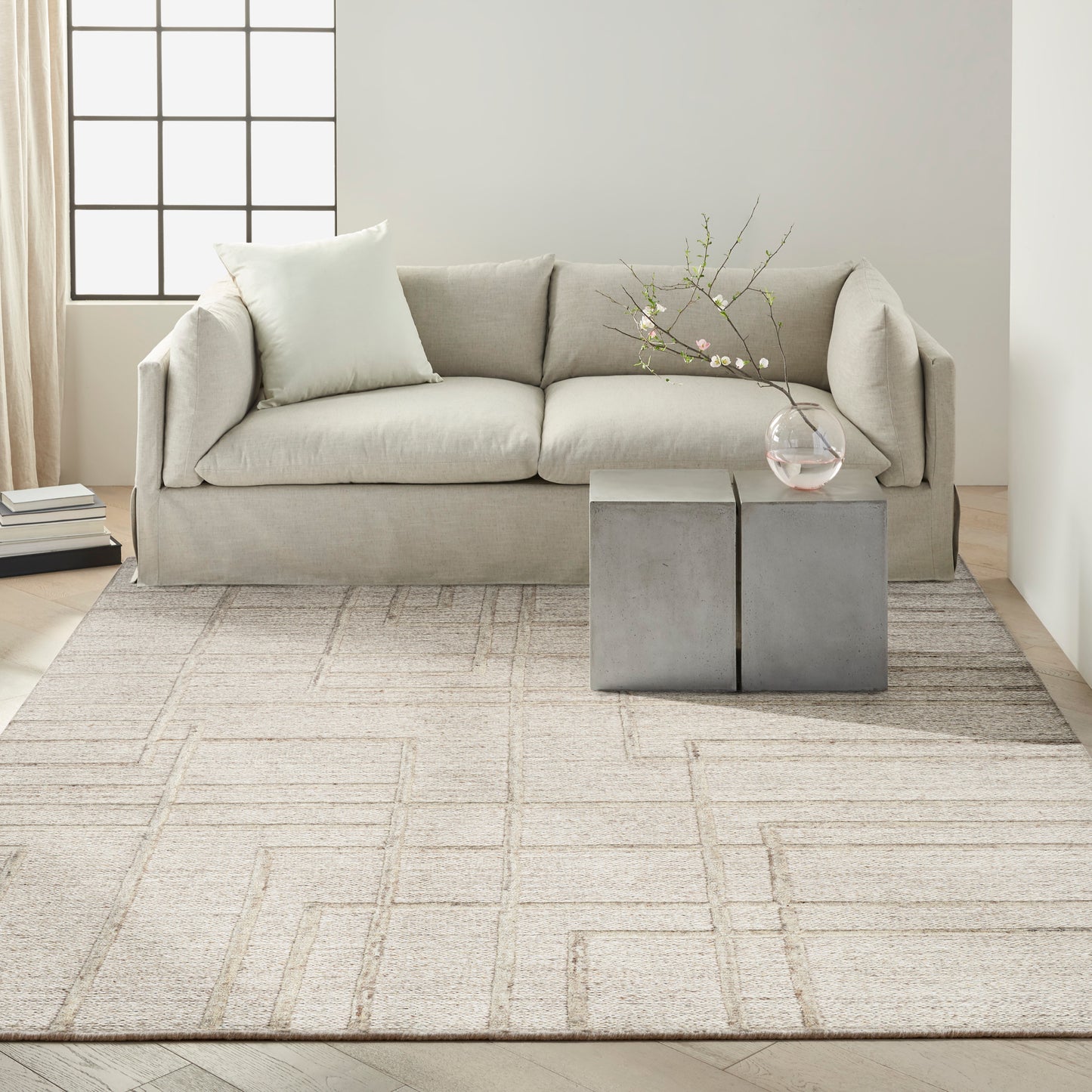 Calvin Klein CK045 Impressions 7'9" x 9'9" Silver Modern Indoor Rug