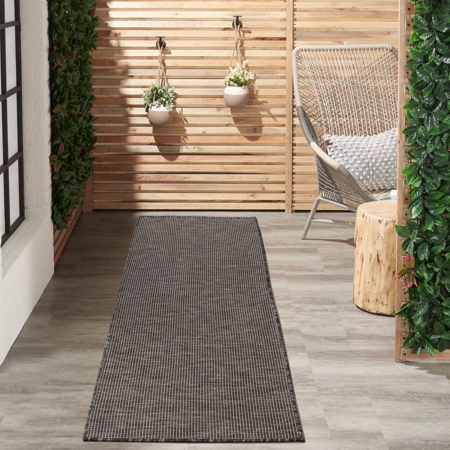 Nourison Positano 2'2" x 12' Charcoal Modern Rug
