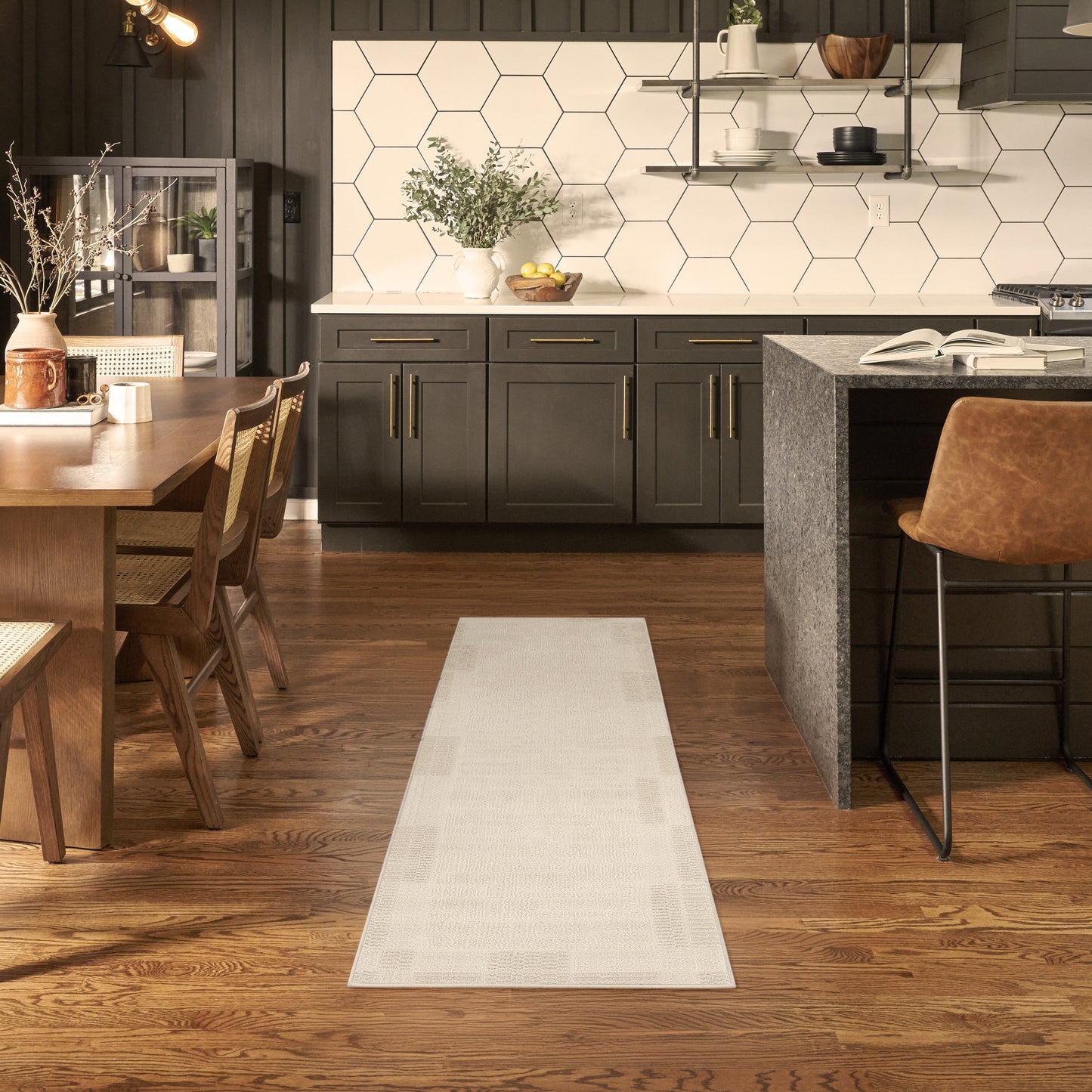Nourison Nordic 2' x 6' Ivory Grey Modern Indoor Rug