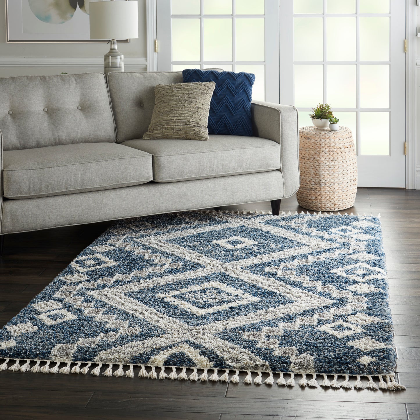 Nourison Oslo Shag 4' x 6' Denim Blue Shag Indoor Rug