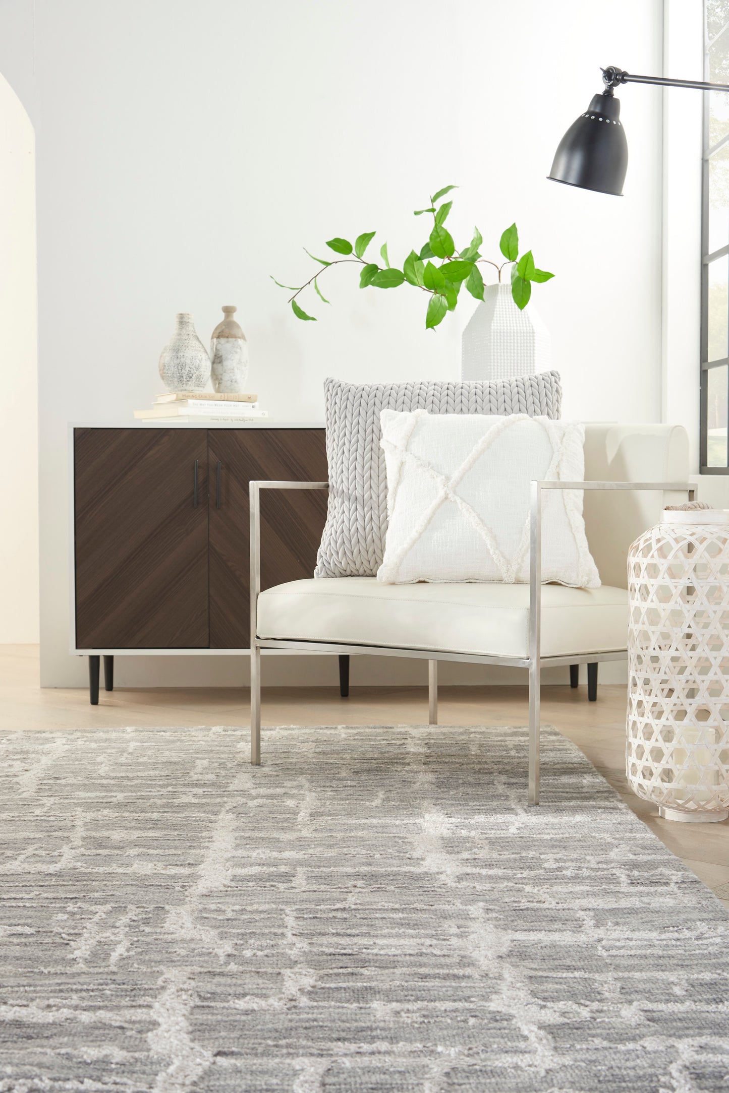 Nourison Luna 9'9" x 13'9" Ivory Silver Blue Modern Indoor Rug