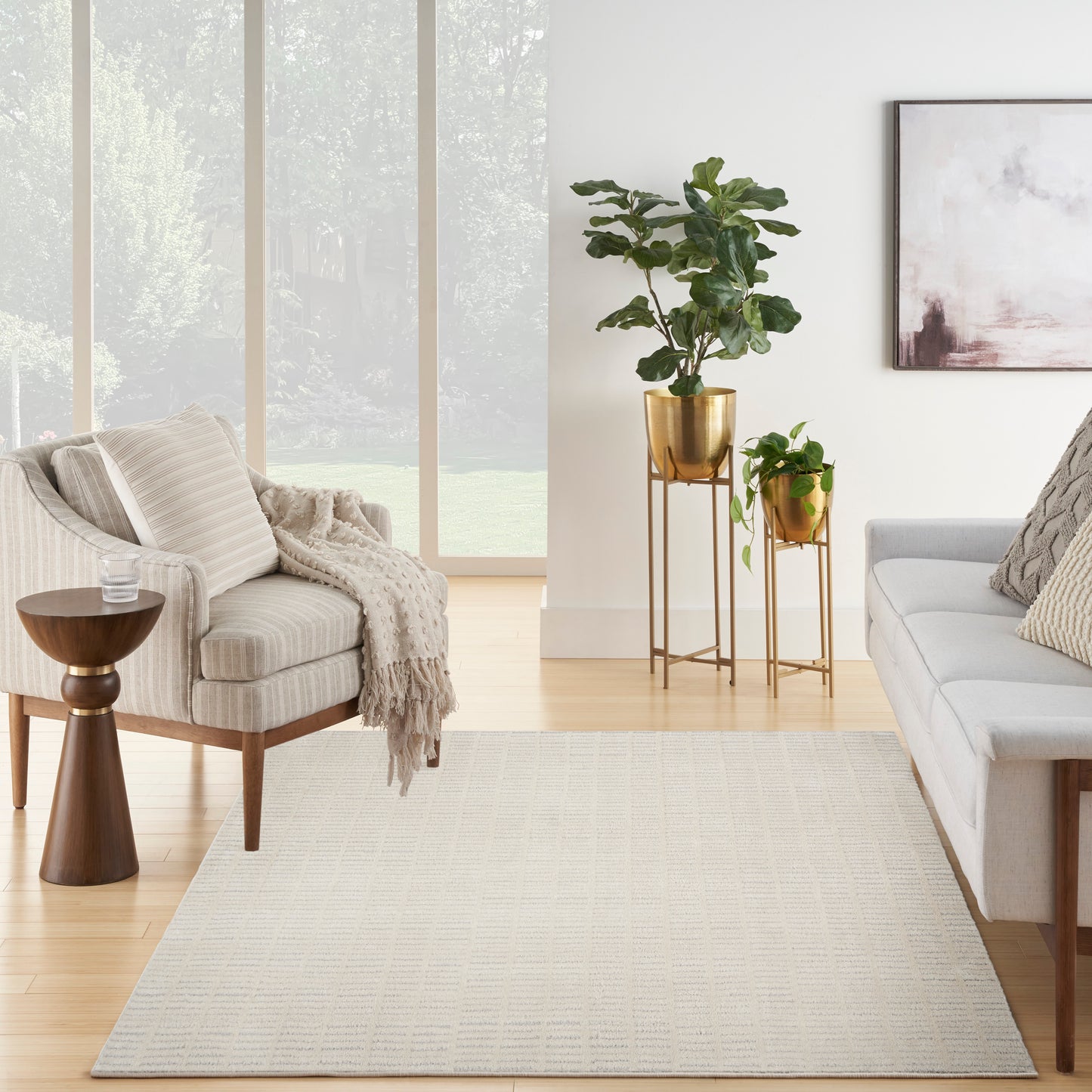 Nourison Modern Comfort 9' x 12' Ivory Grey Scandinavian Indoor Rug