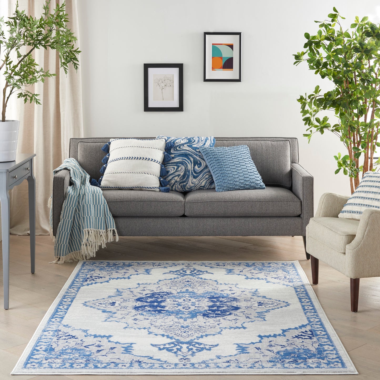 Nourison Whimsicle 4' x 6' Ivory Blue Bohemian Indoor Rug