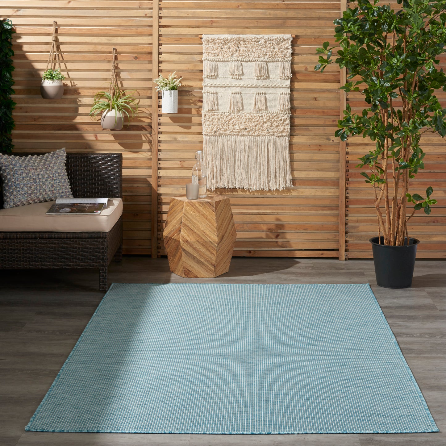 Nourison Positano 4' x 6' Aqua Modern Rug