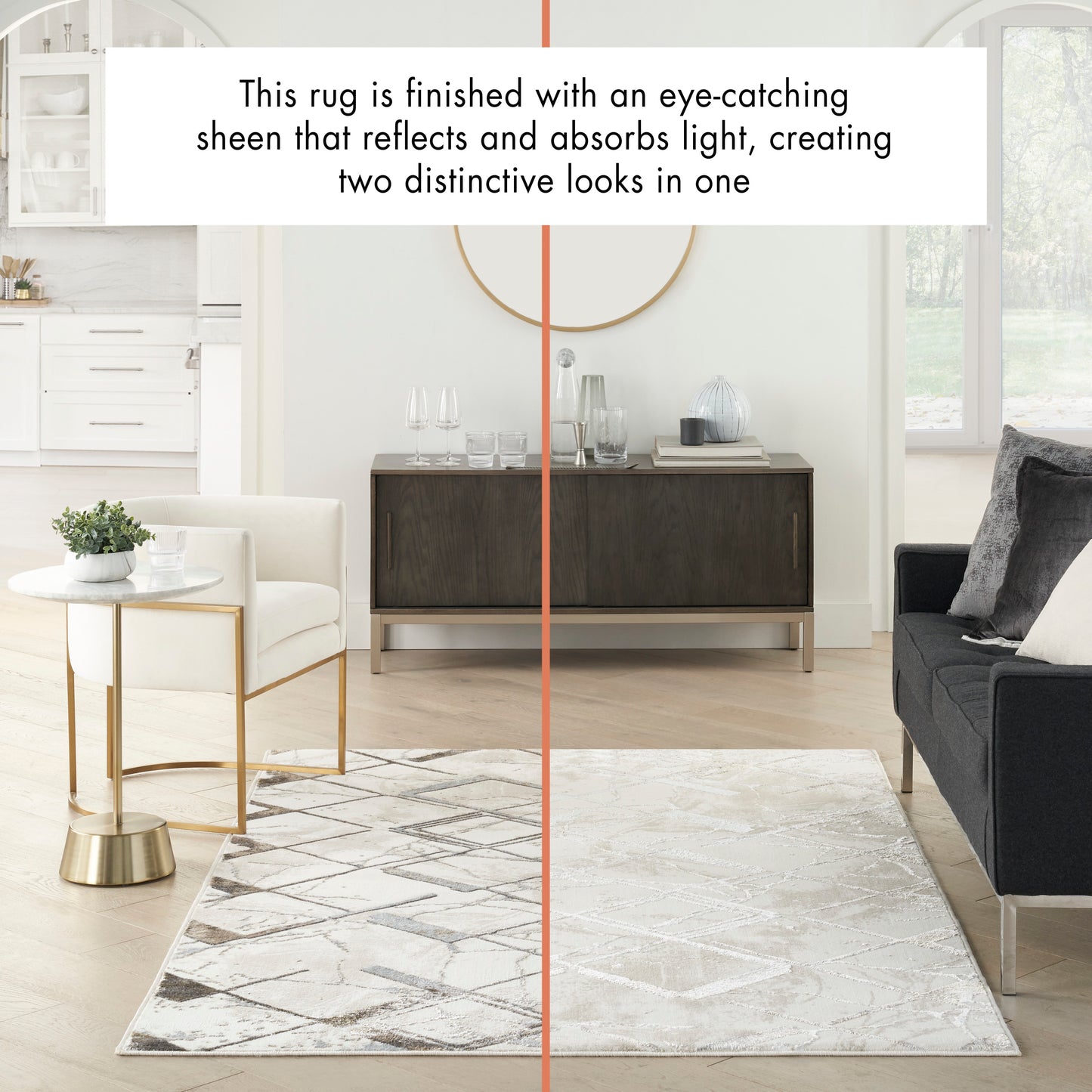 Nourison Glitz 3'11" x 5'11" Ivory/Grey Modern Indoor Rug