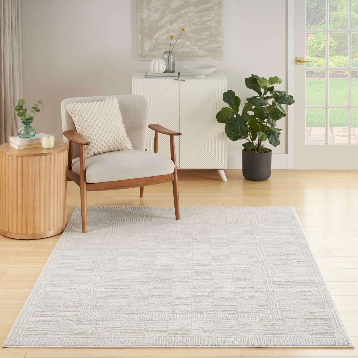 Nourison Dew 5'3" x 7' Beige Modern Indoor Rug