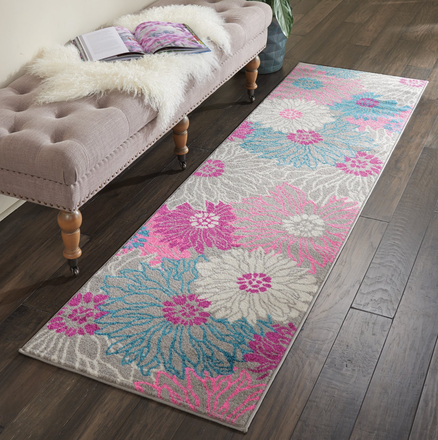 Nourison Passion 2'2" x 7'6" Grey Contemporary Indoor Rug