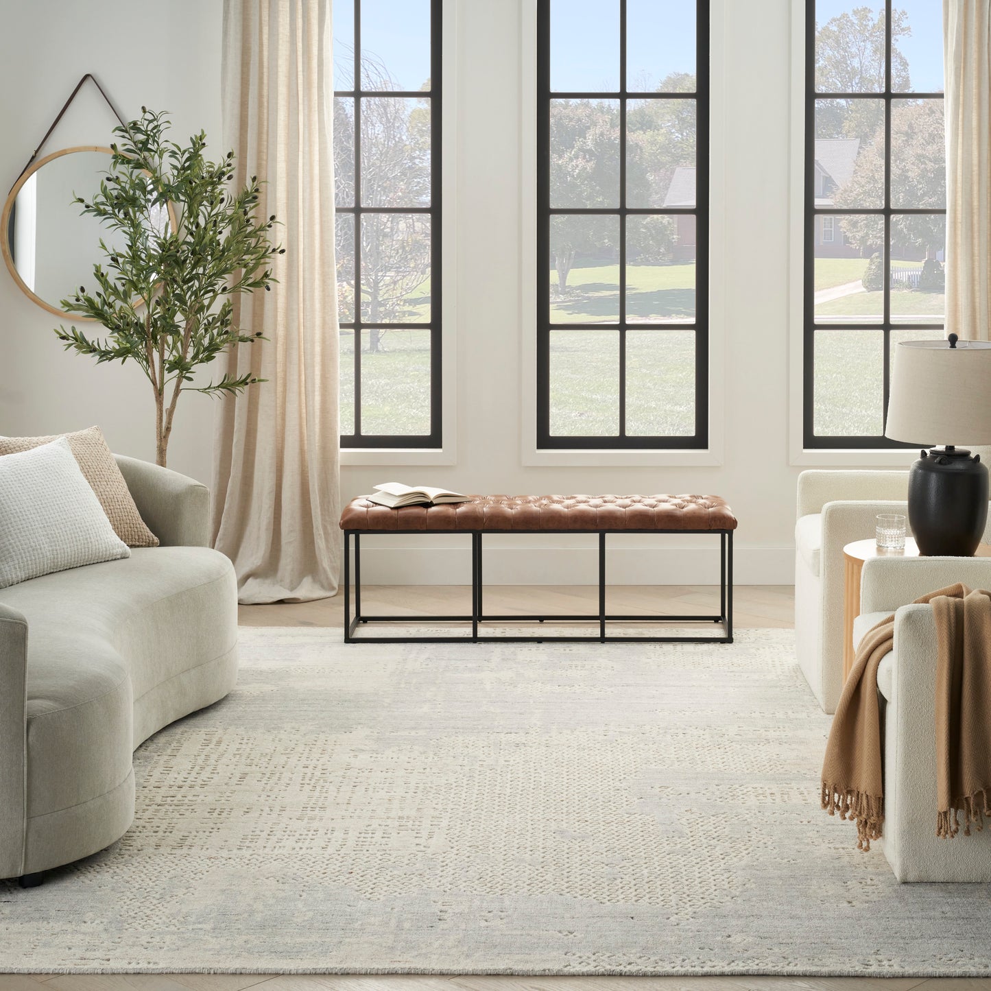 Nourison Harmony 7'9" x 9'9" Ivory Grey Modern Indoor Rug