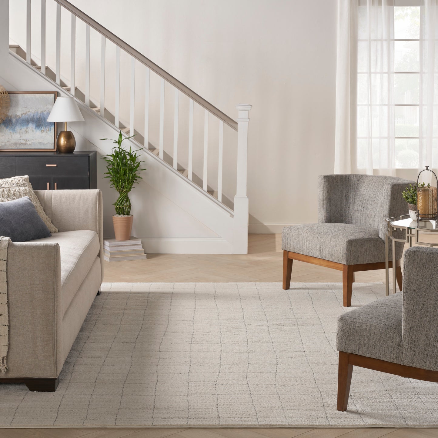 Nourison Andes 5'3" x 7'3" Ivory Grey Scandinavian Indoor Rug