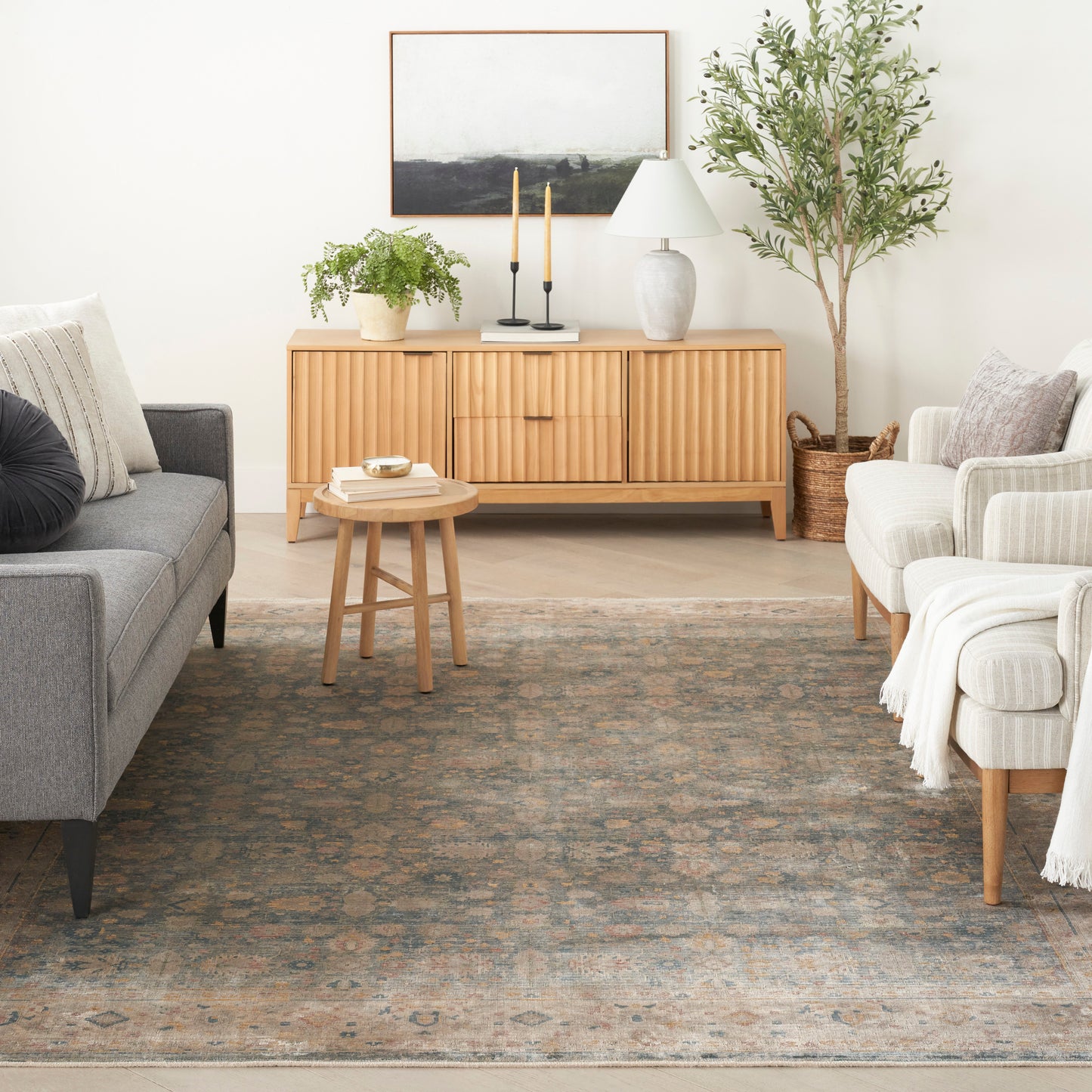 Nourison Luxurious 9'10" x 12'6" Ivory Blue Vintage Indoor Rug