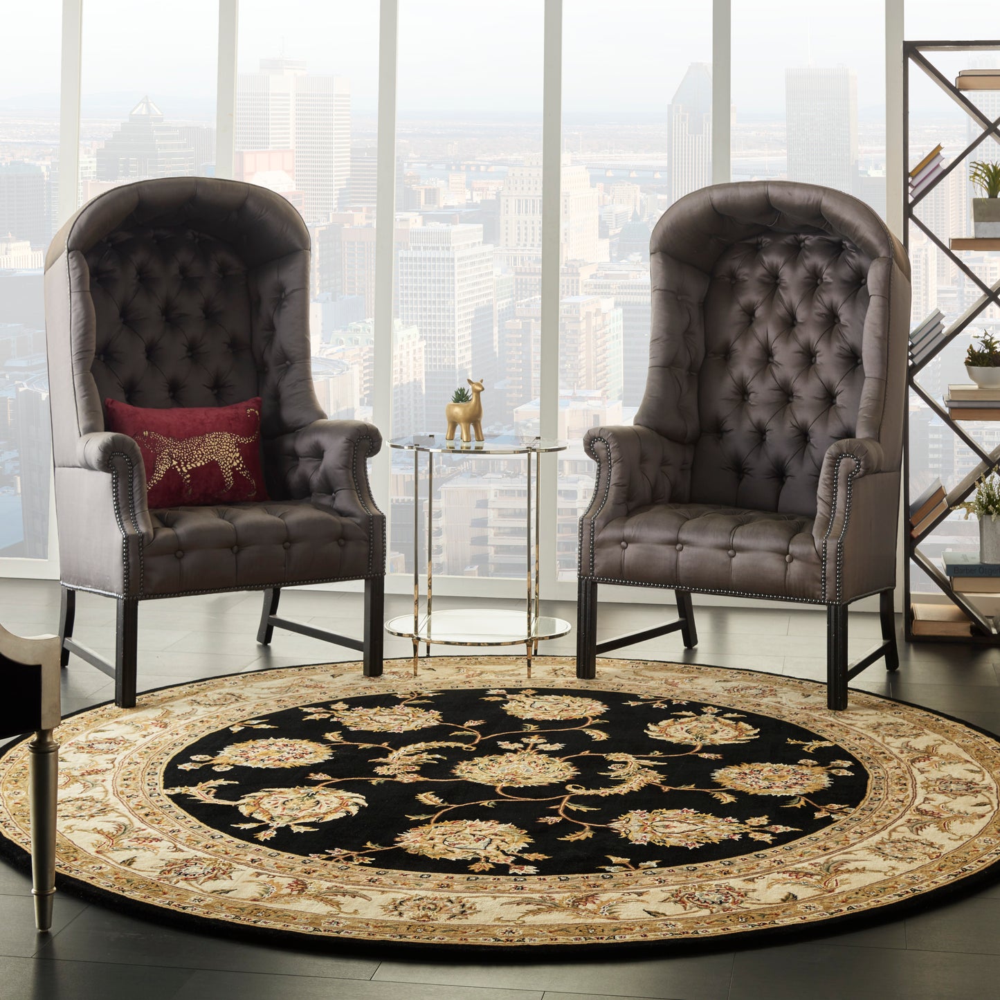 Nourison Nourison 2000 8' x Round Black Traditional Indoor Rug
