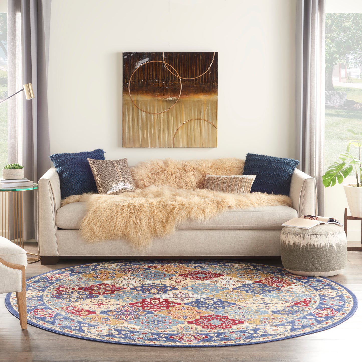 Nourison Grafix 8' x Round Multicolor Bohemian Indoor Rug