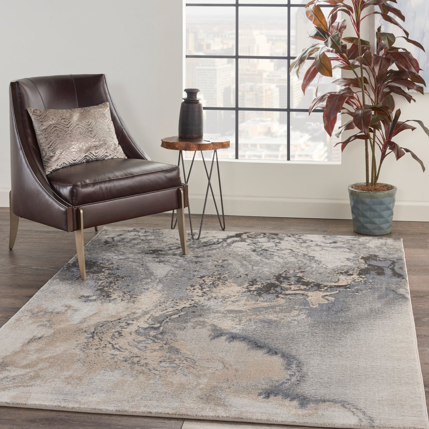 Nourison Maxell 5'3" x 7'3" Grey Modern Indoor Rug