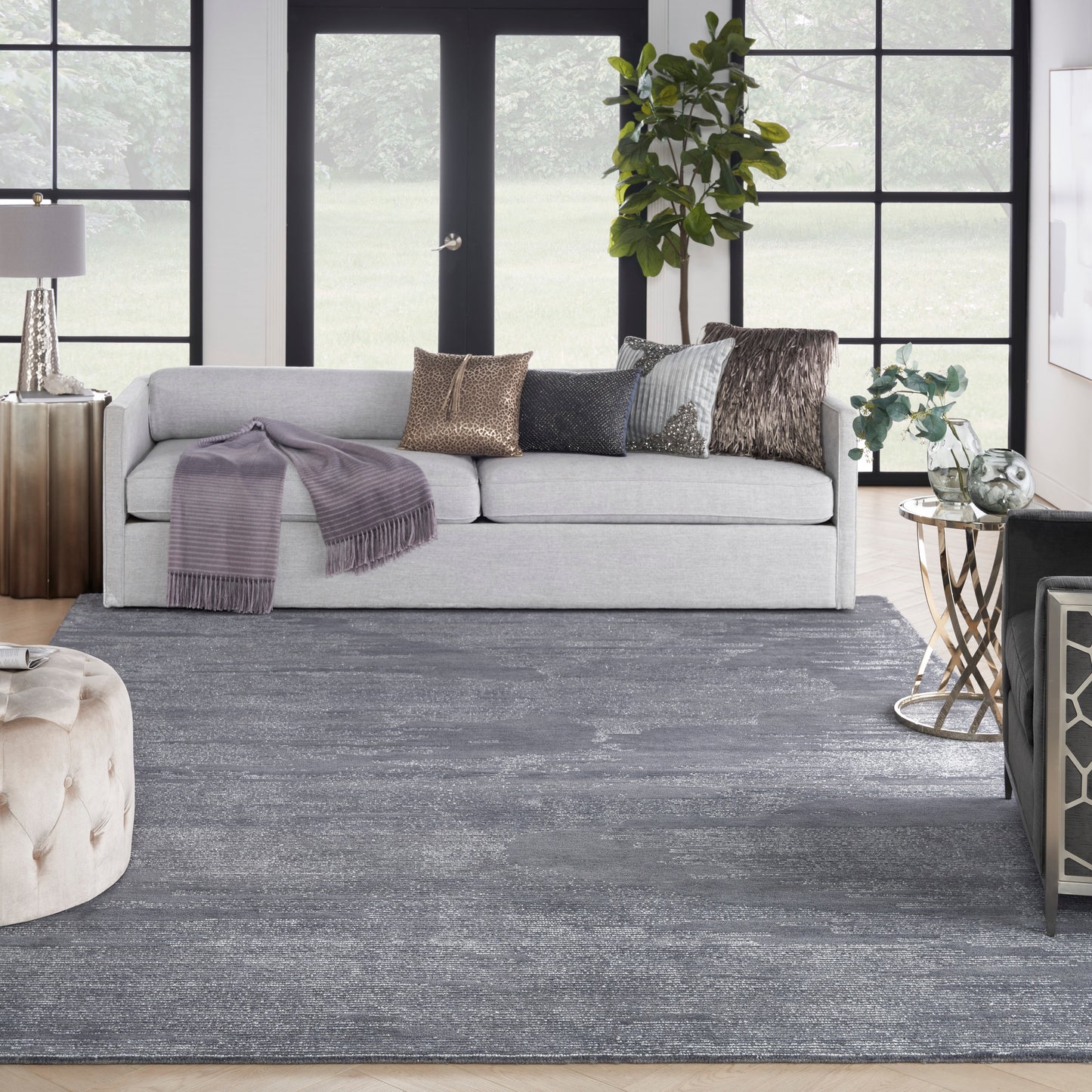 Michael Amini Ma30 Star 7'9" x 9'9" Blue Modern Indoor Rug