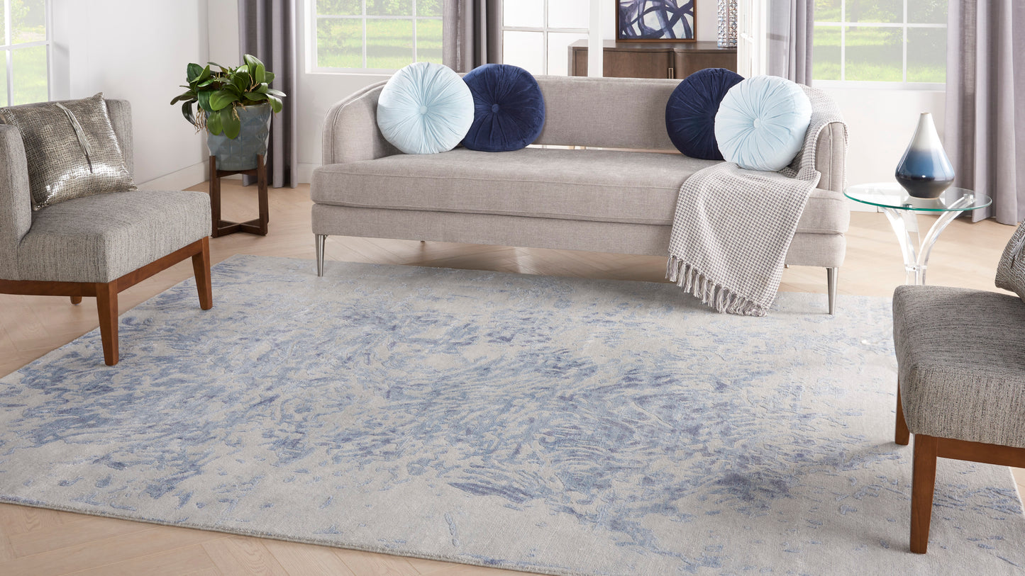 Nourison Silk Shadows 5'6" x 7'5" Grey Blue Modern Indoor Rug