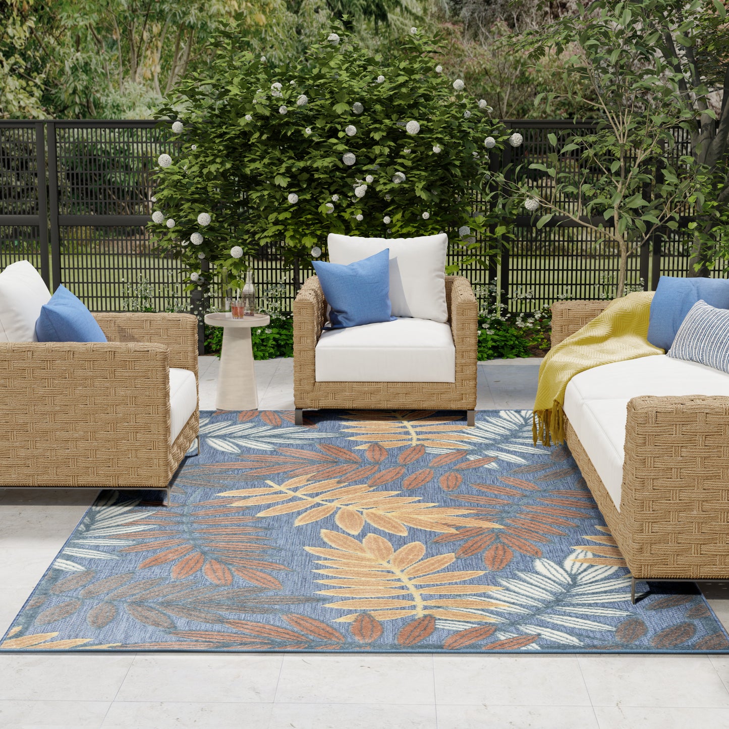 Nourison Aloha 7'10" x 10'6" Blue Rose Modern Rug