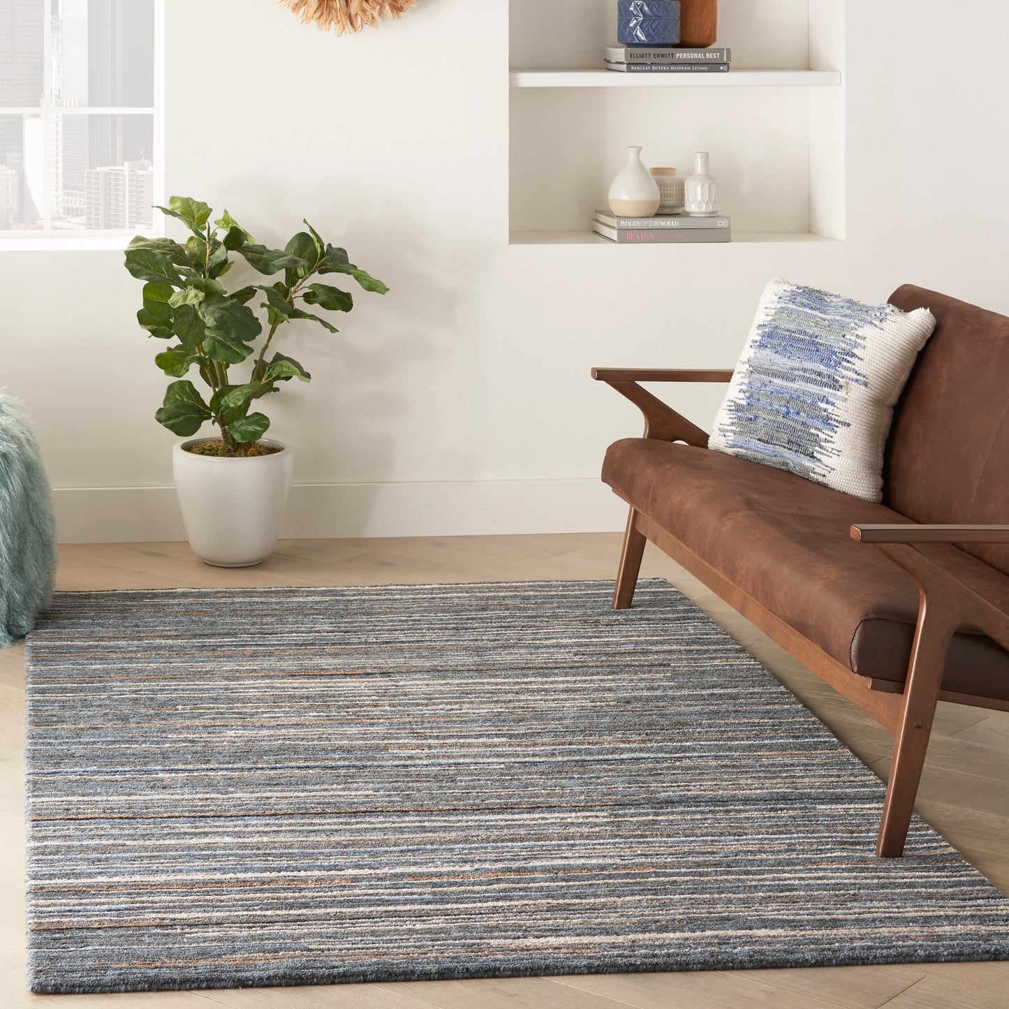 Nourison Plateau 5'6" x 7'5" Blue Modern Indoor Rug