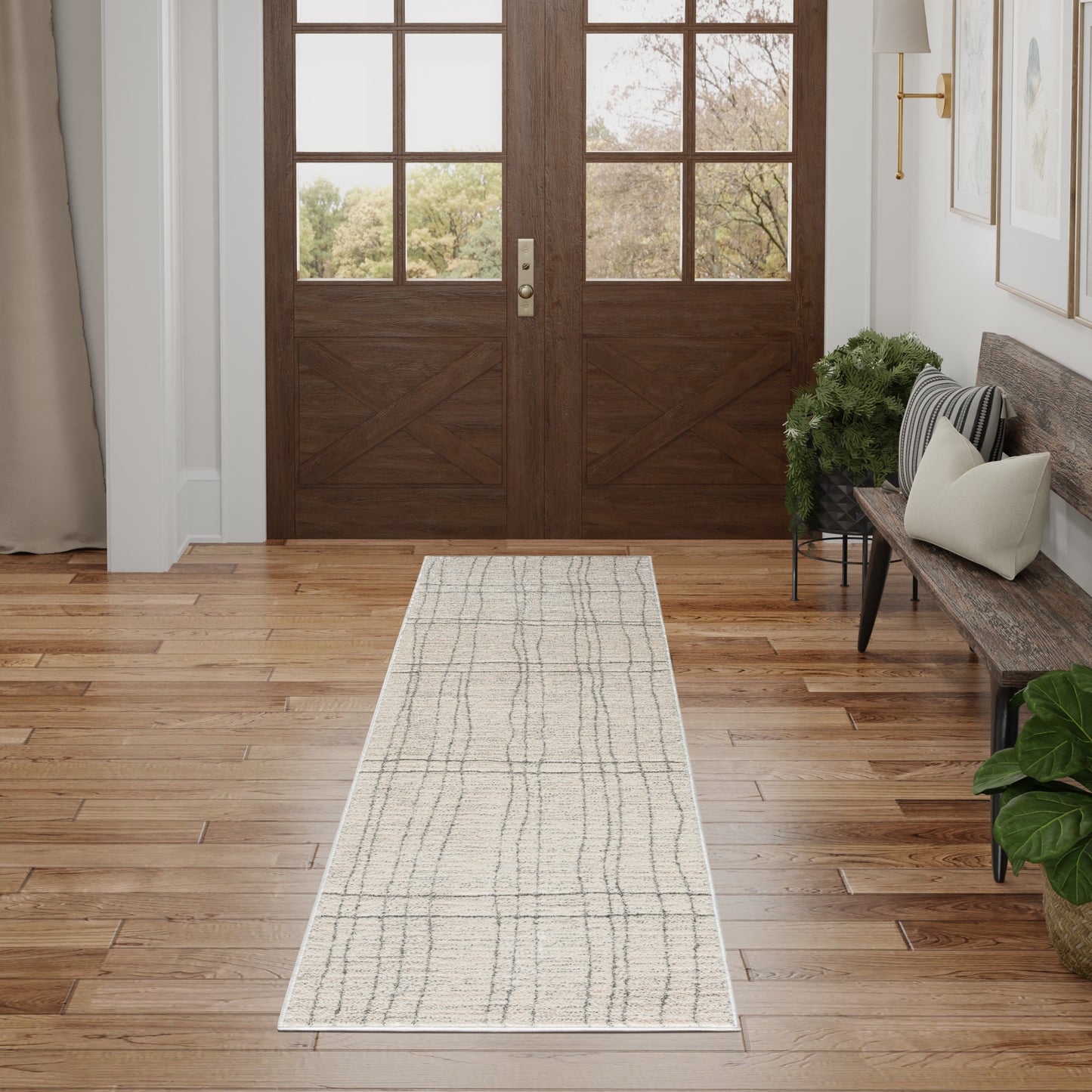 Nourison Andes 2'2" x 7'6" Ivory Grey Scandinavian Indoor Rug