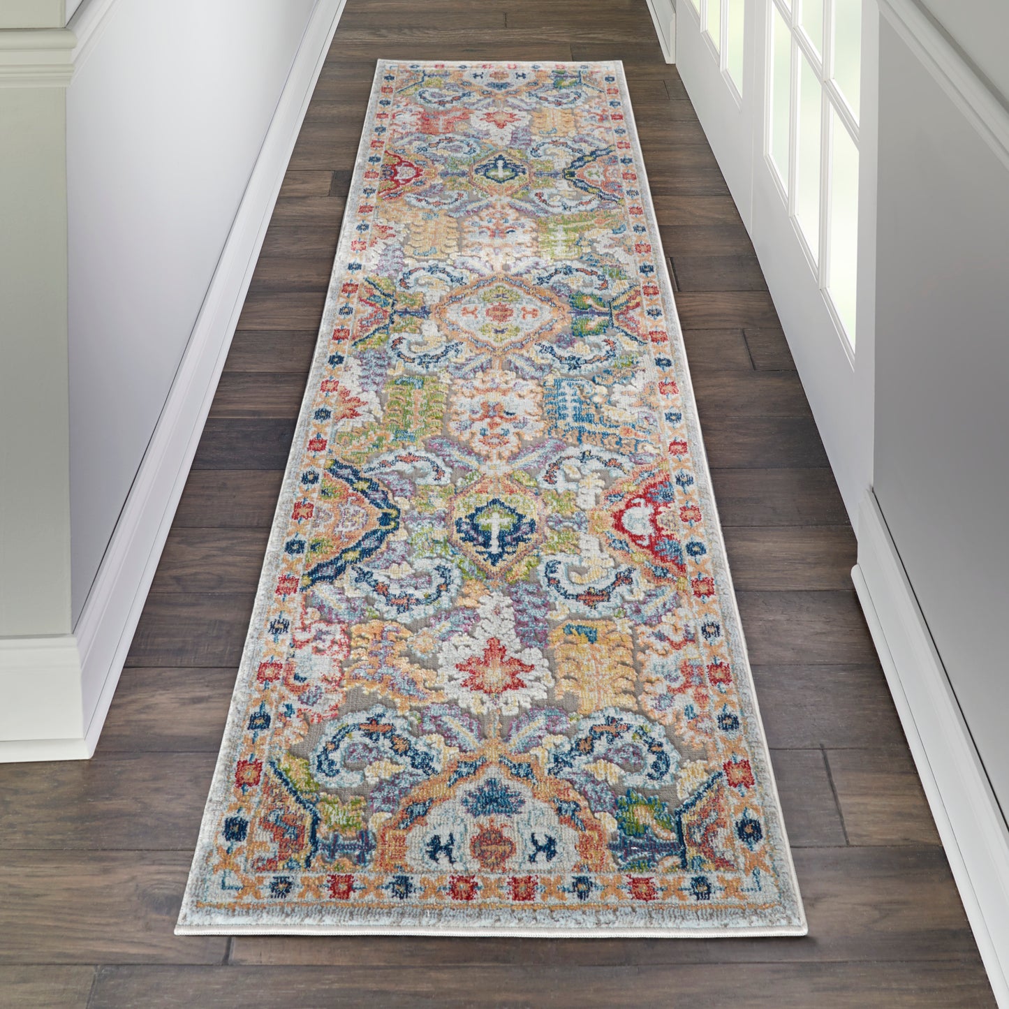 Nourison Ankara Global 2' x 6' Grey Multicolor Bohemian Indoor Rug