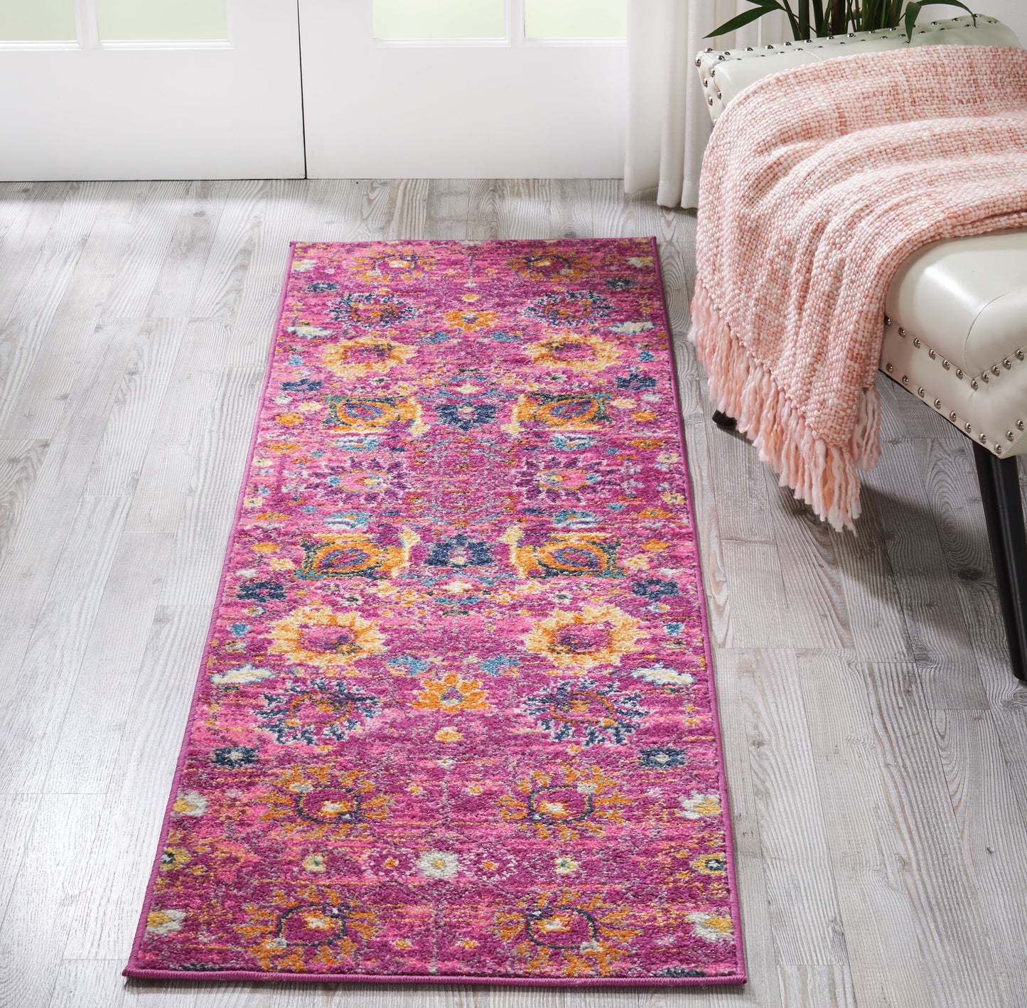 Nourison Passion 1'10" x 6' Fuchsia Bohemian Indoor Rug