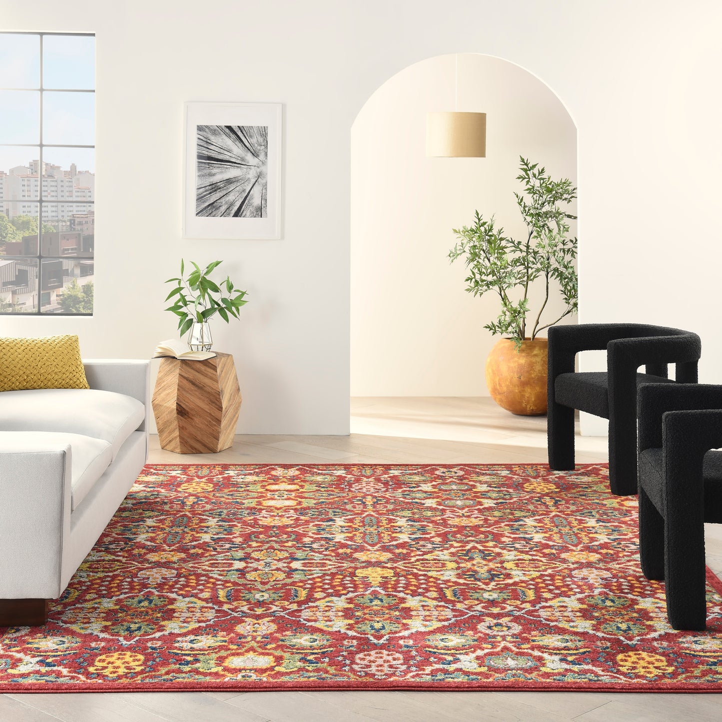 Nourison Allur 7'10" x 9'10" Red Multicolor Bohemian Indoor Rug