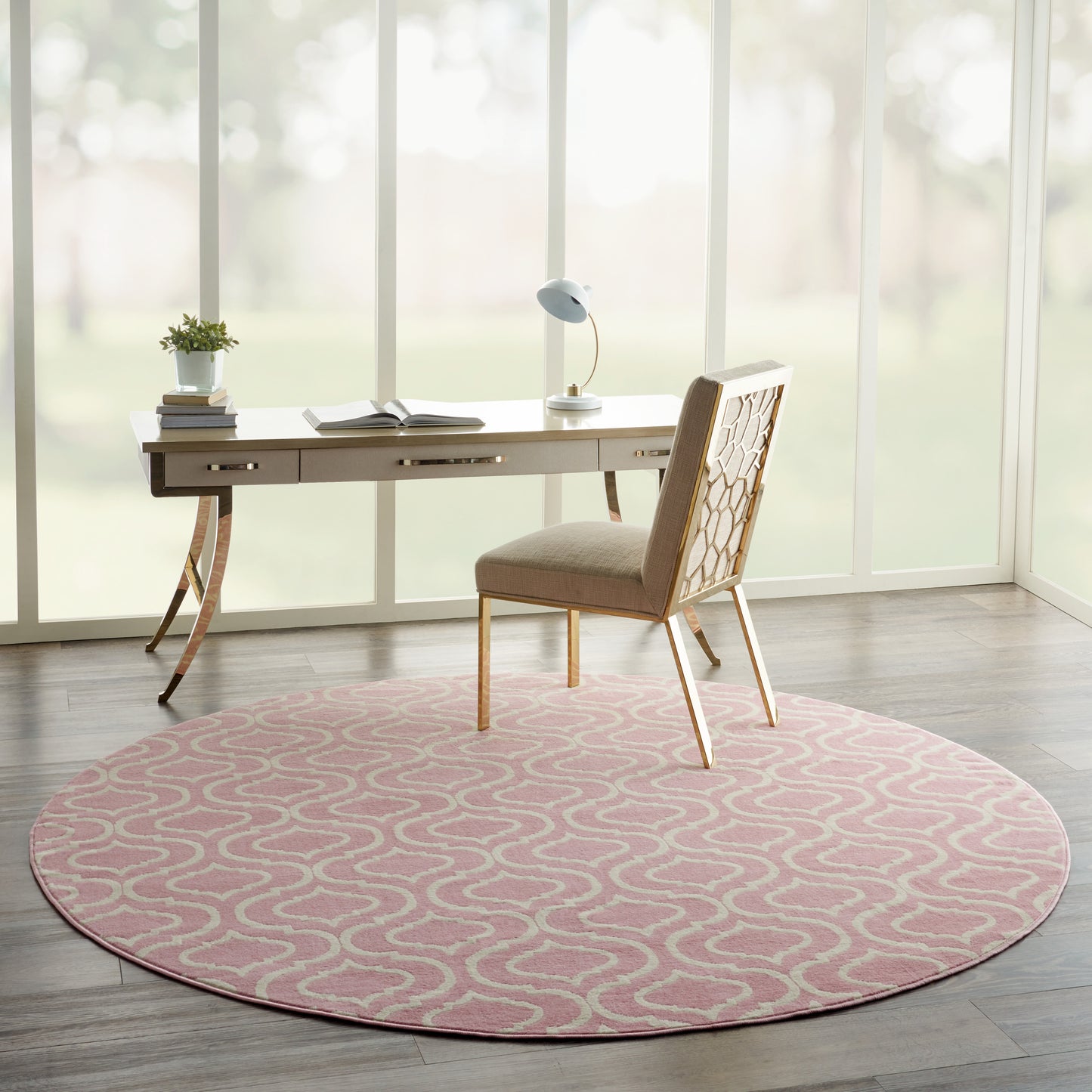 Nourison Jubilant 8' x Round Pink Contemporary Indoor Rug