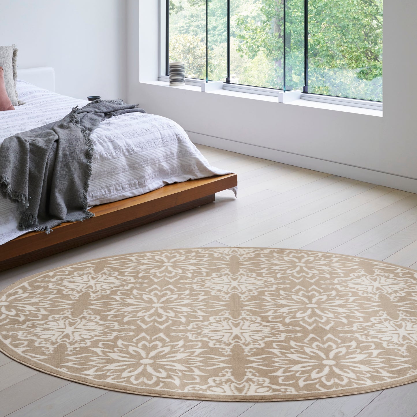 Nourison Jubilant 8' x round Taupe Farmhouse Indoor Rug