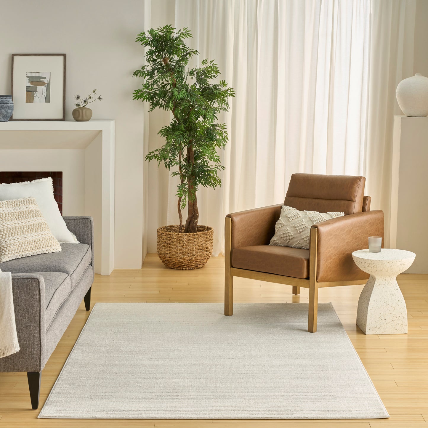 Nourison Ivory Hues 7'10" x 9'10" Ivory Grey Modern Indoor Rug