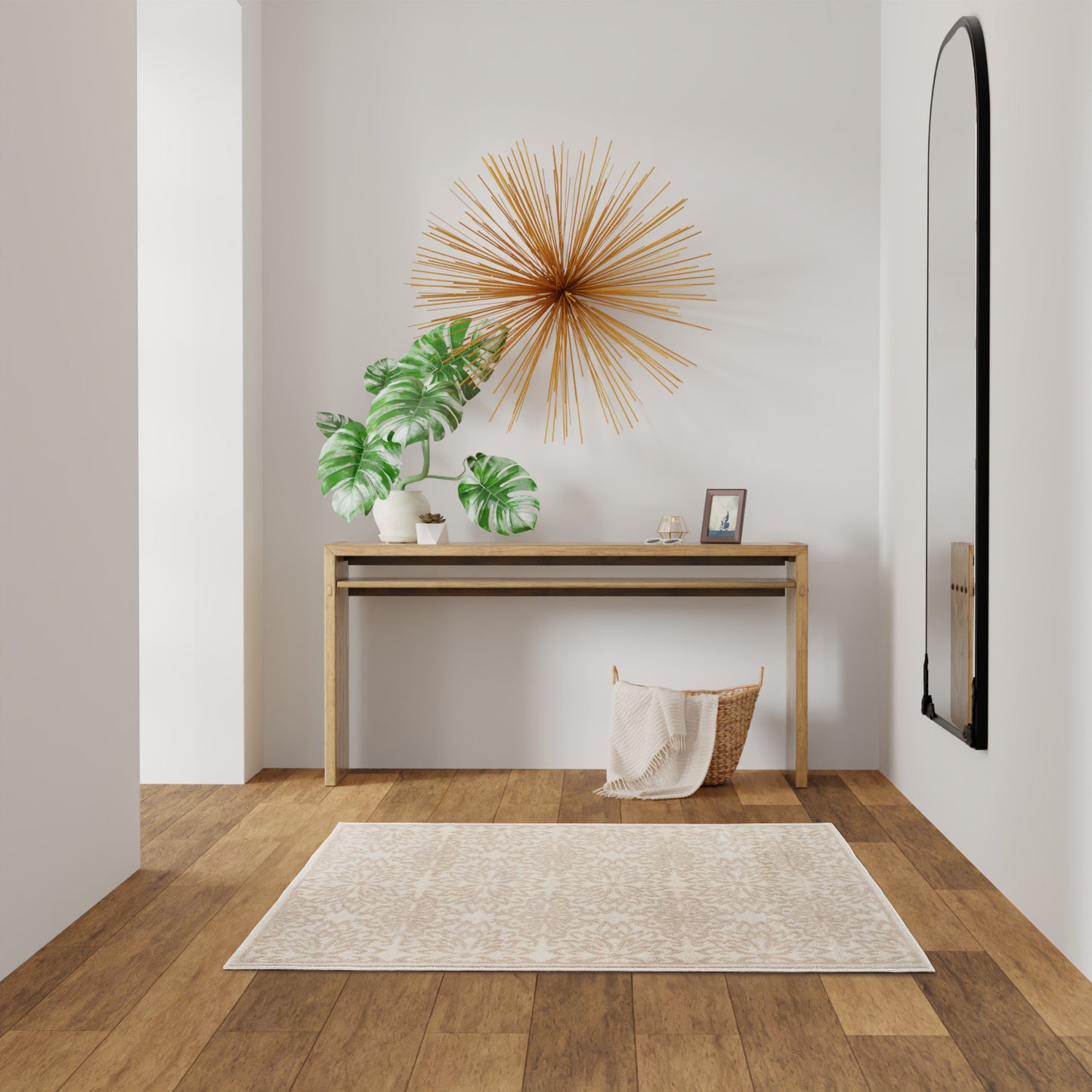 Nourison Jubilant 3' x 5' Ivory Beige Farmhouse Indoor Rug