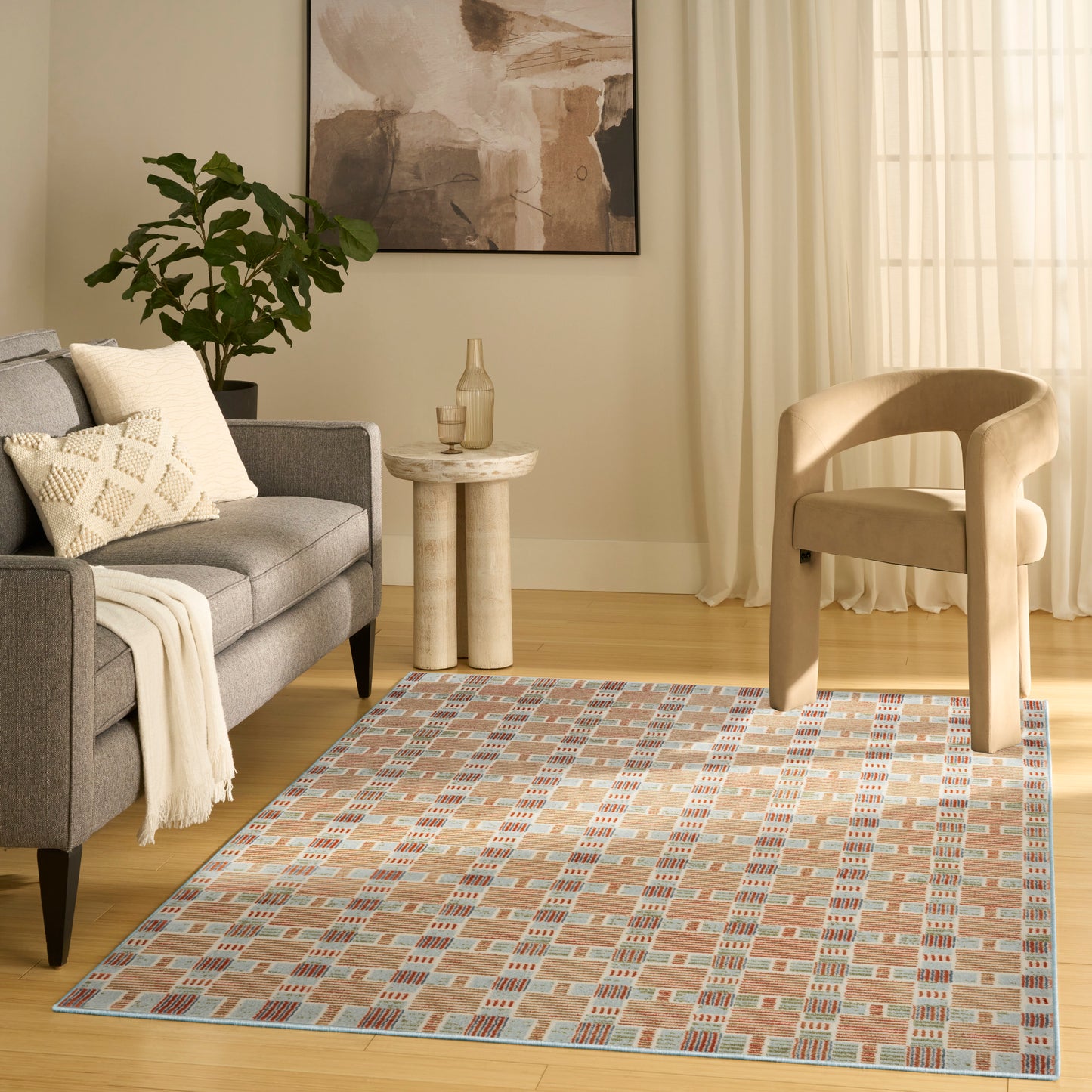 Nourison Nordic 4' x 6' Rust Multicolor Modern Indoor Rug