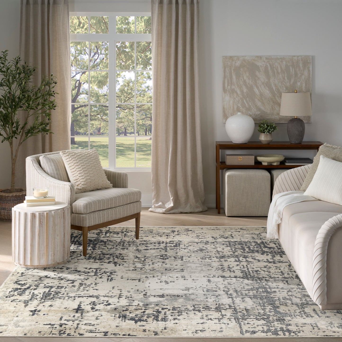Nourison Quarry 7'10" x 9'10" Ivory Grey Modern Indoor Rug