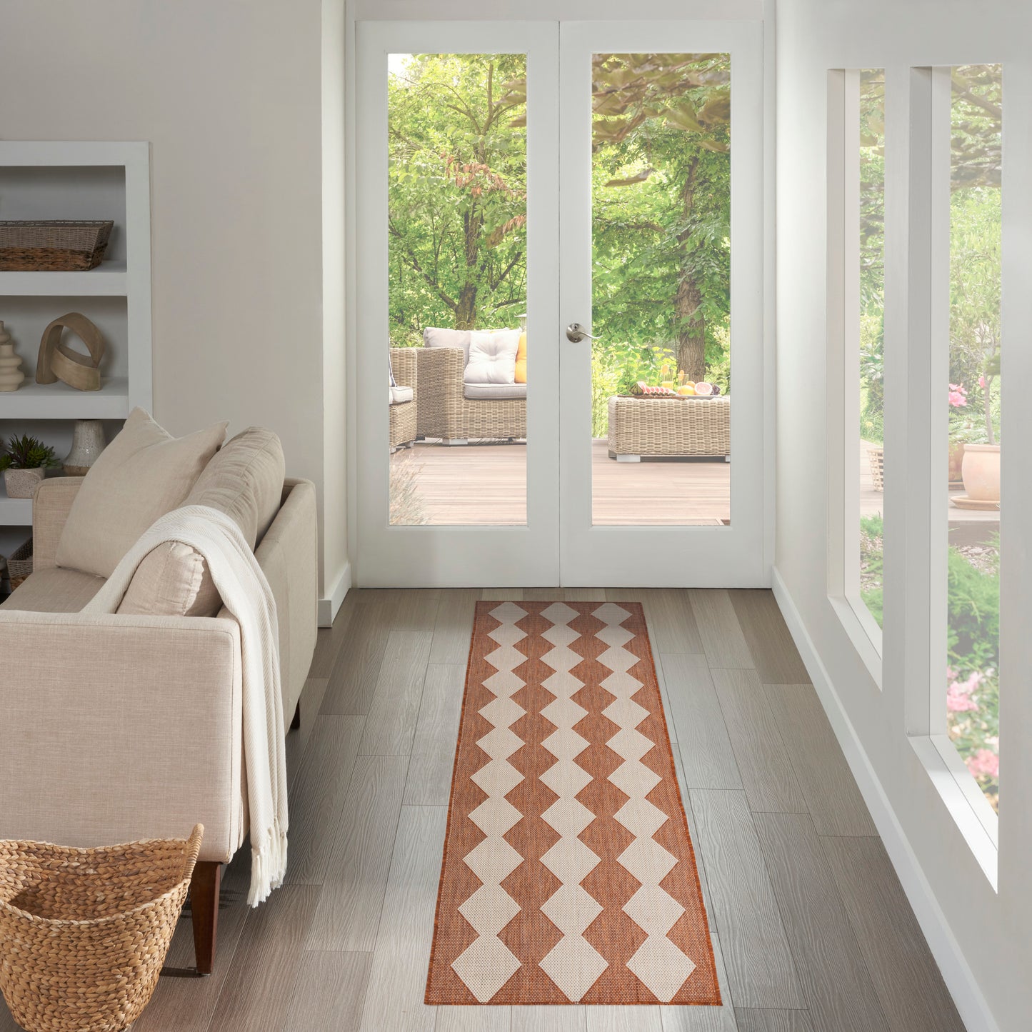 Nourison Positano 2'2" x 8' Terracotta Modern Rug