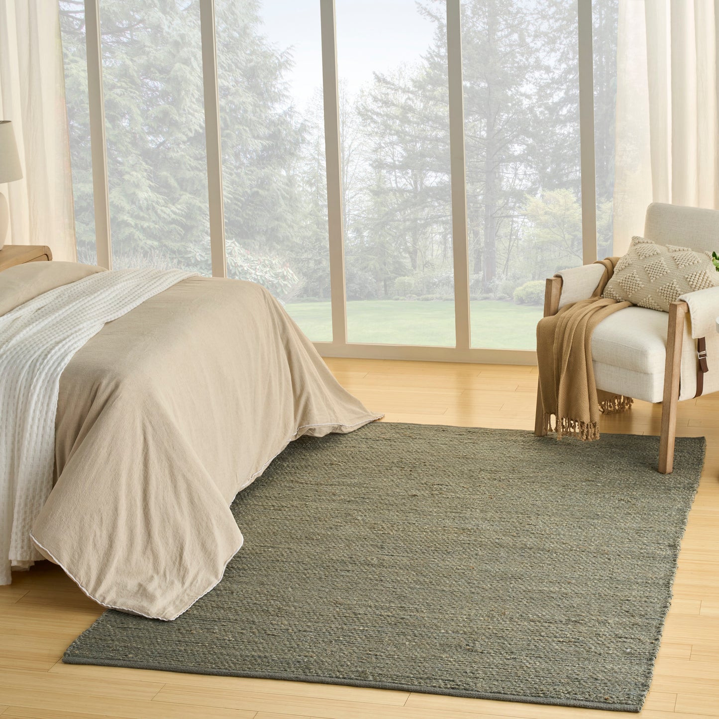 Nourison Natural Jute 6' x 9' Sage Farmhouse Indoor Rug