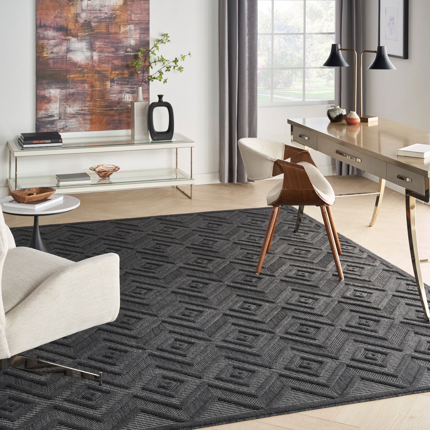 Nourison Versatile 9' x 12' Charcoal Black Modern Rug