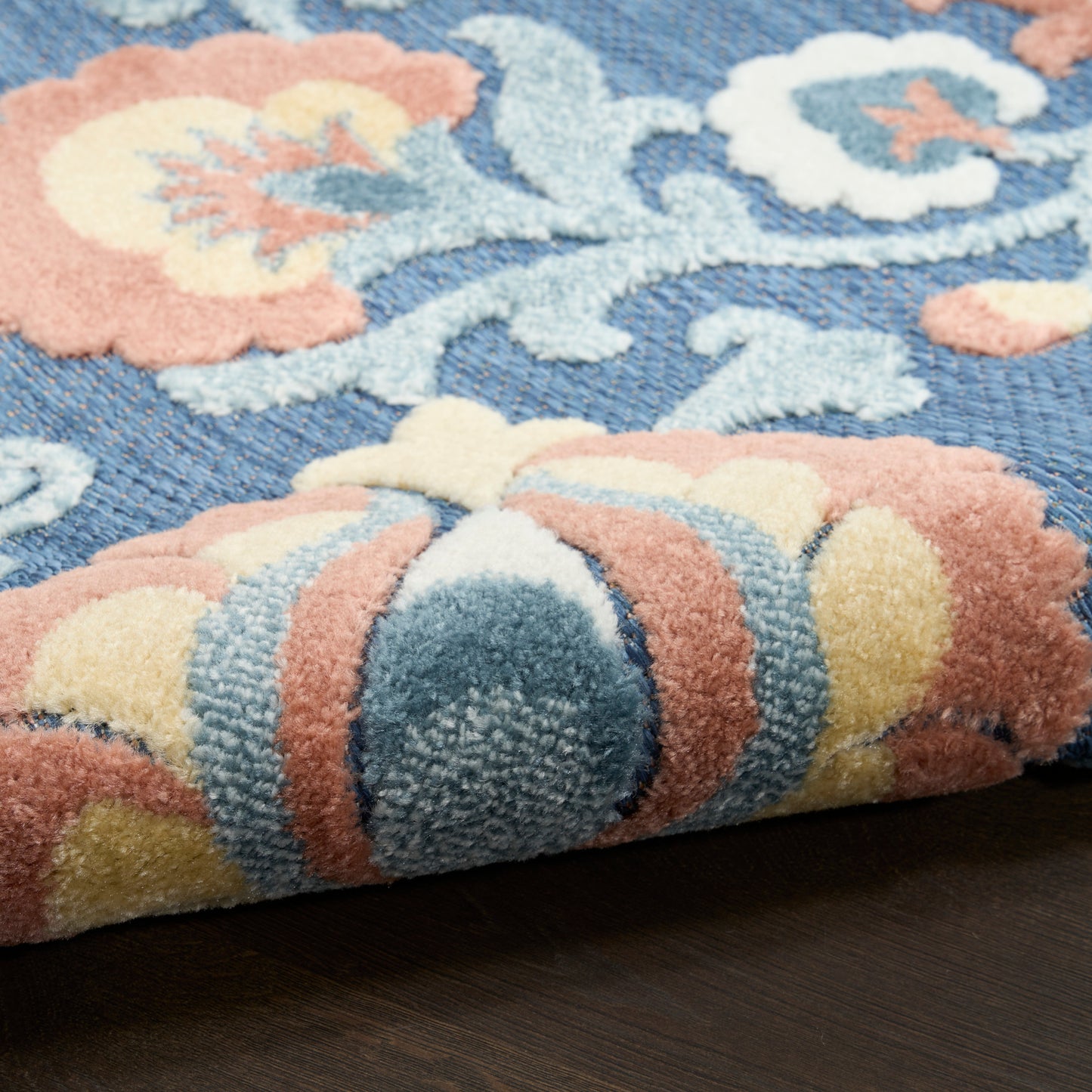 Nourison Aloha 5'3" x 7'5" Blue Rose Farmhouse Rug