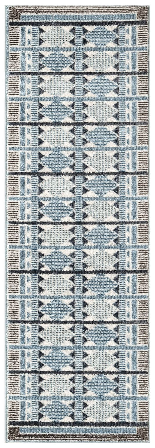 Nourison Nordic 2' x 6' Blue Modern Indoor Rug