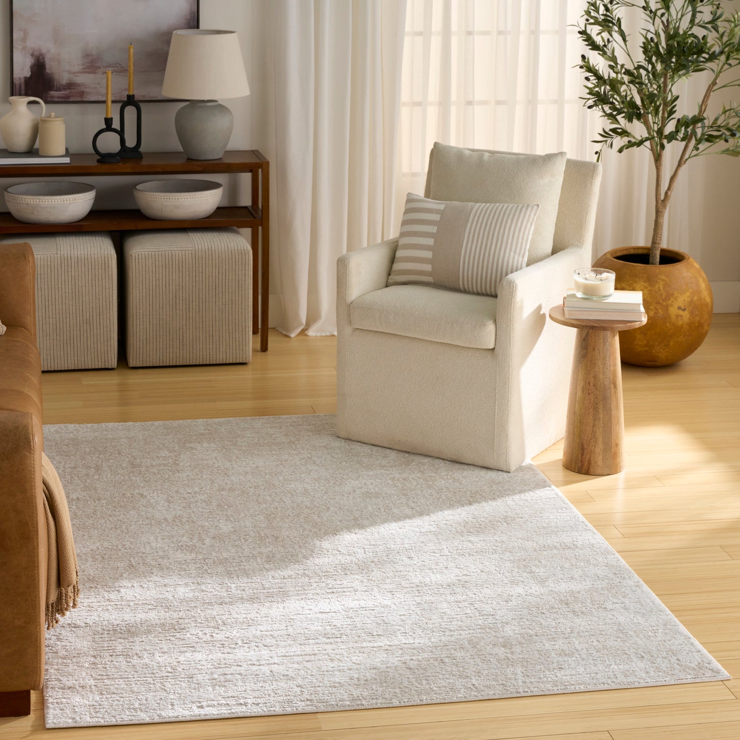 Nourison Dekor 5'3" x 7' Beige Modern Indoor Rug