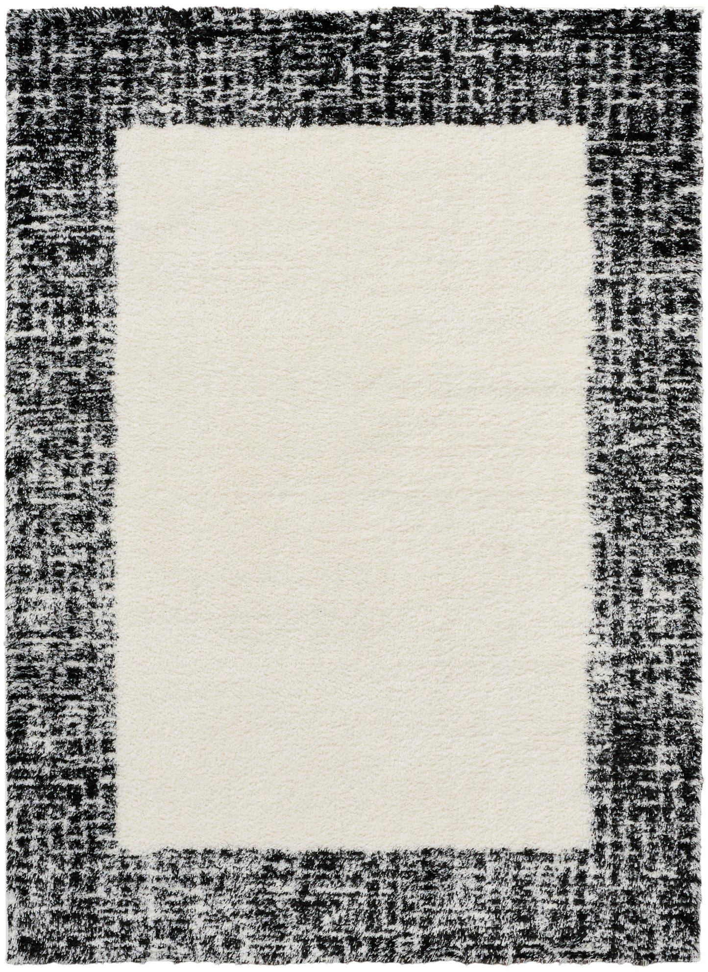 Nourison Pacific Shag 5'3" x 7'3" Ivory Black Shag Indoor Rug