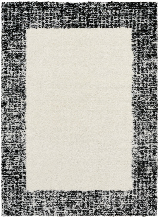 Nourison Pacific Shag 5'3" x 7'3" Ivory Black Shag Indoor Rug