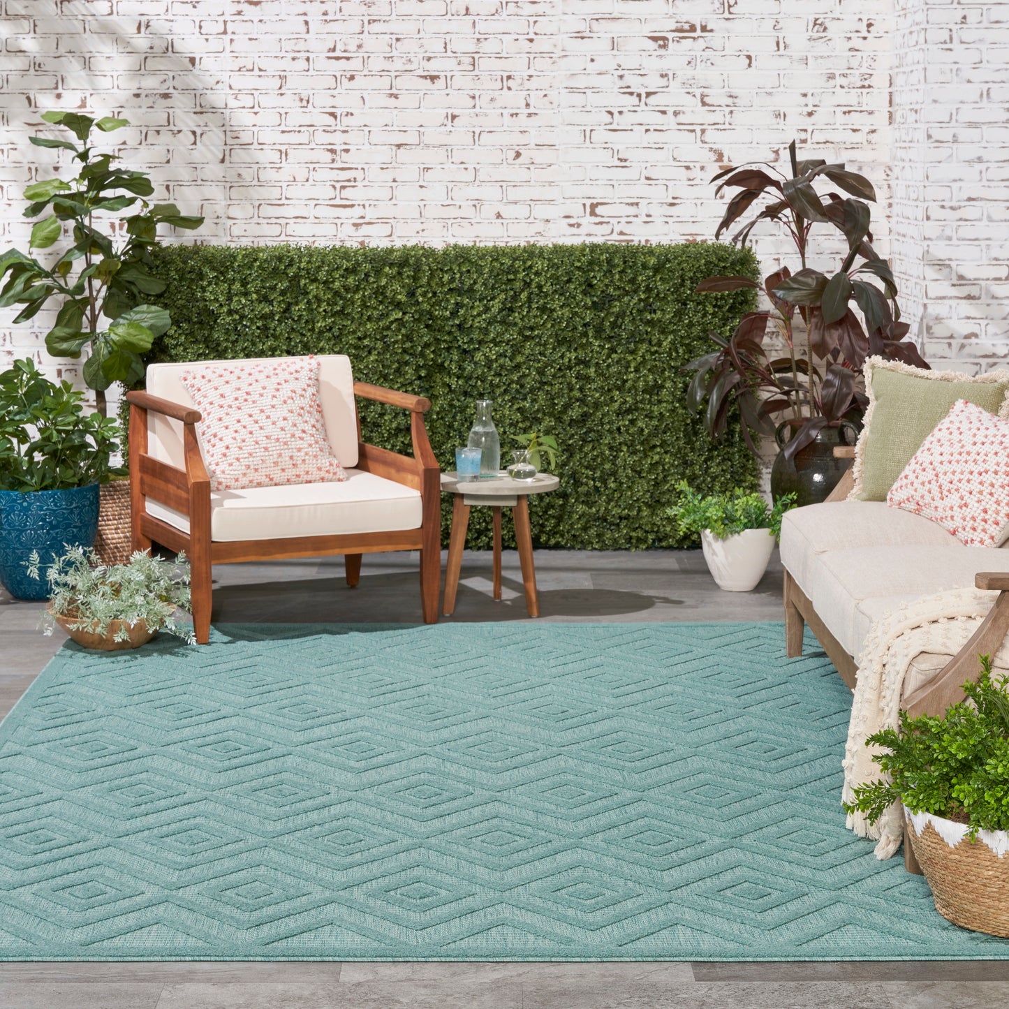 Nourison Versatile 9' x 12' Aqua Teal Modern Rug