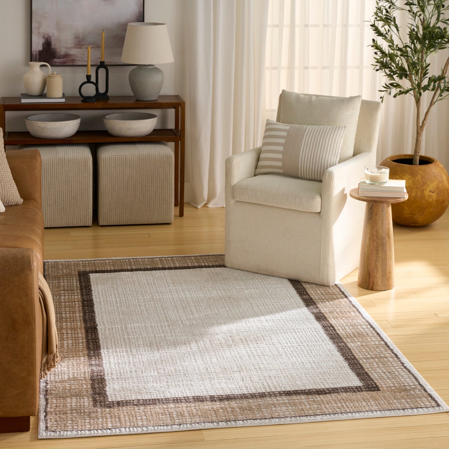 Nourison Dekor 4' x 6' Ivory Brown Modern Indoor Rug