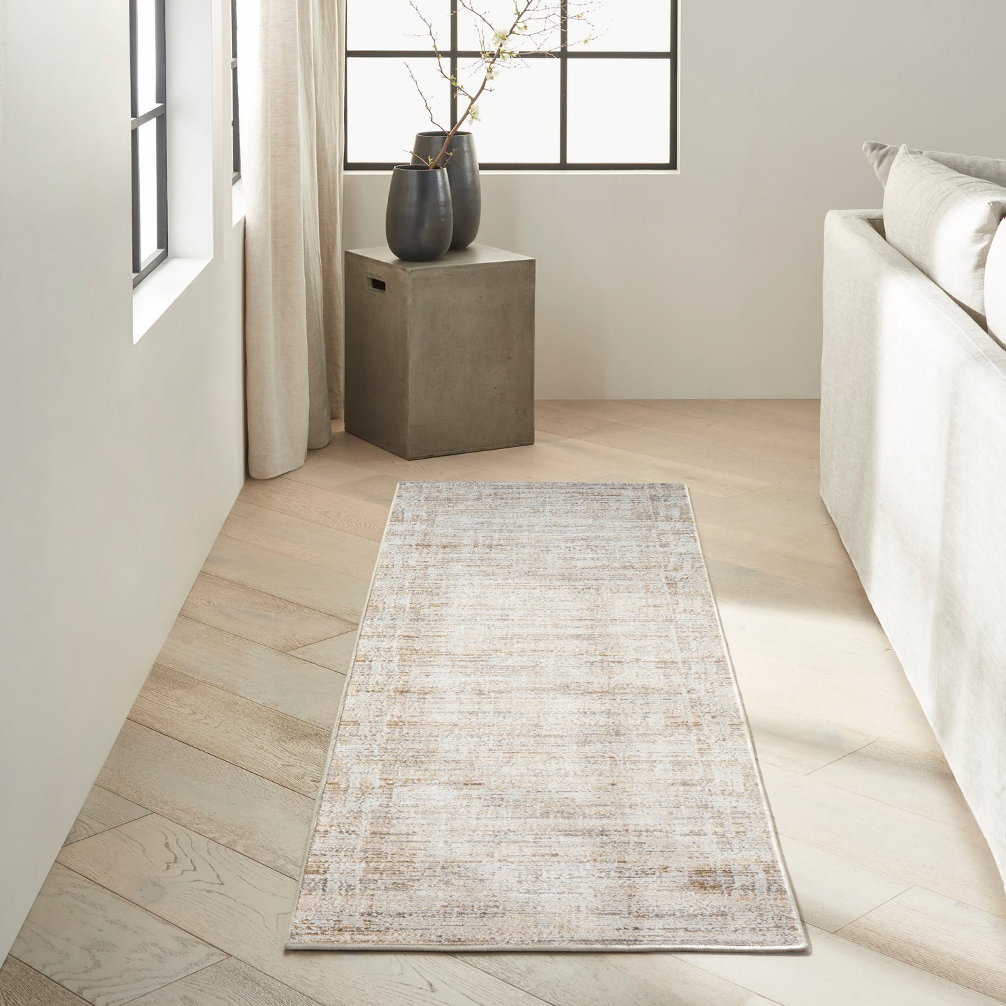 Calvin Klein CK078 Summit 2'2" x 10' Natural Ivory Modern Indoor Rug