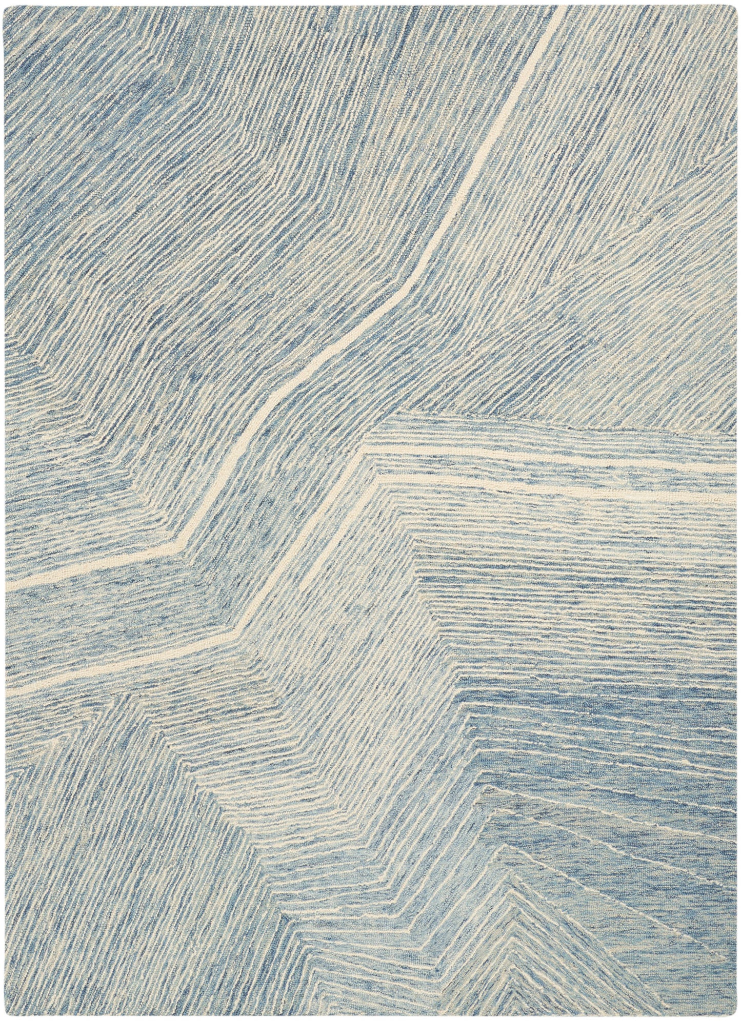 DKNY Pure Angles 3'9" x 5'9" Ivory Blue Modern Indoor Rug