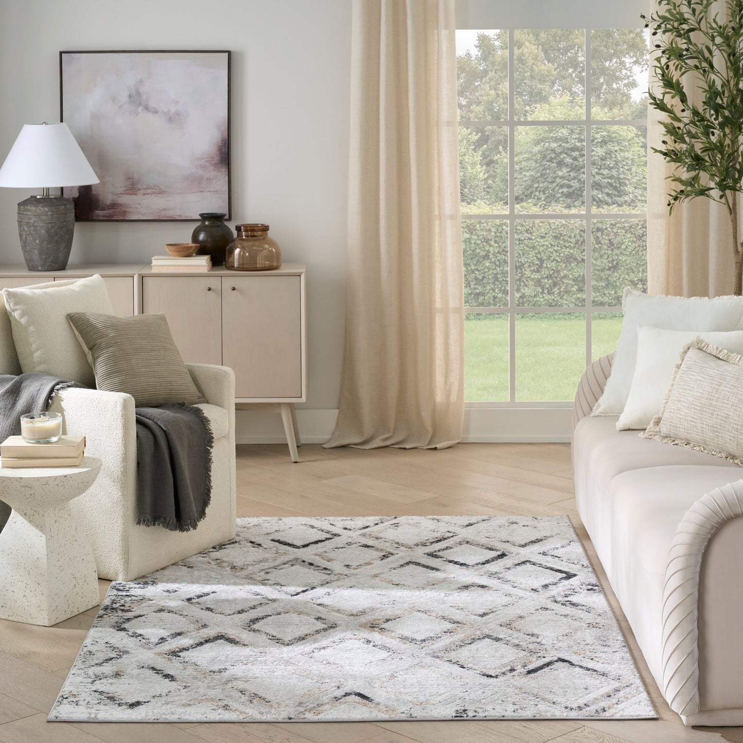 Nourison Dekor 5'3" x 7' Grey Charcoal Modern Indoor Rug
