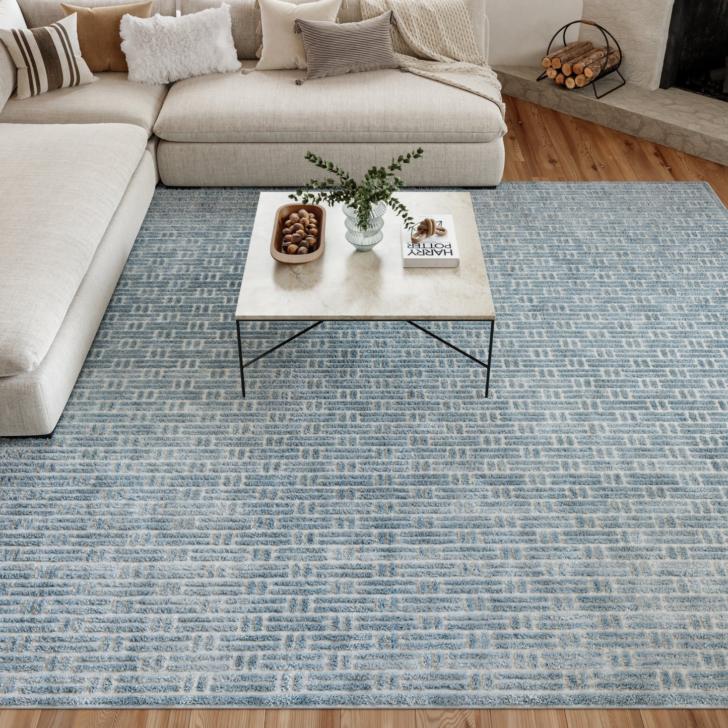 Nourison Washable Charm 8' x 10' Blue Ivory Modern Indoor Rug