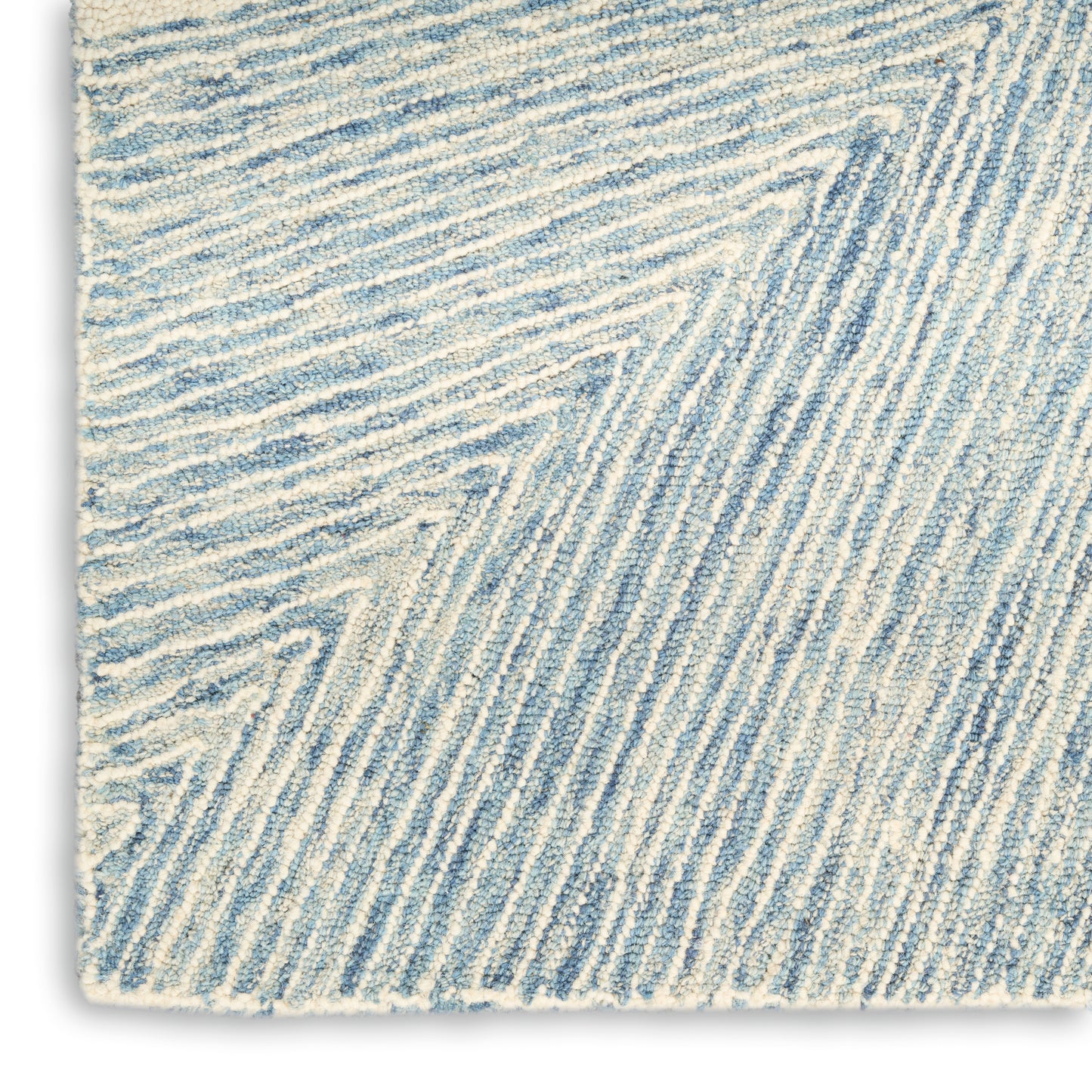 DKNY Pure Angles 2'3" x 7'6" Ivory Blue Modern Indoor Rug