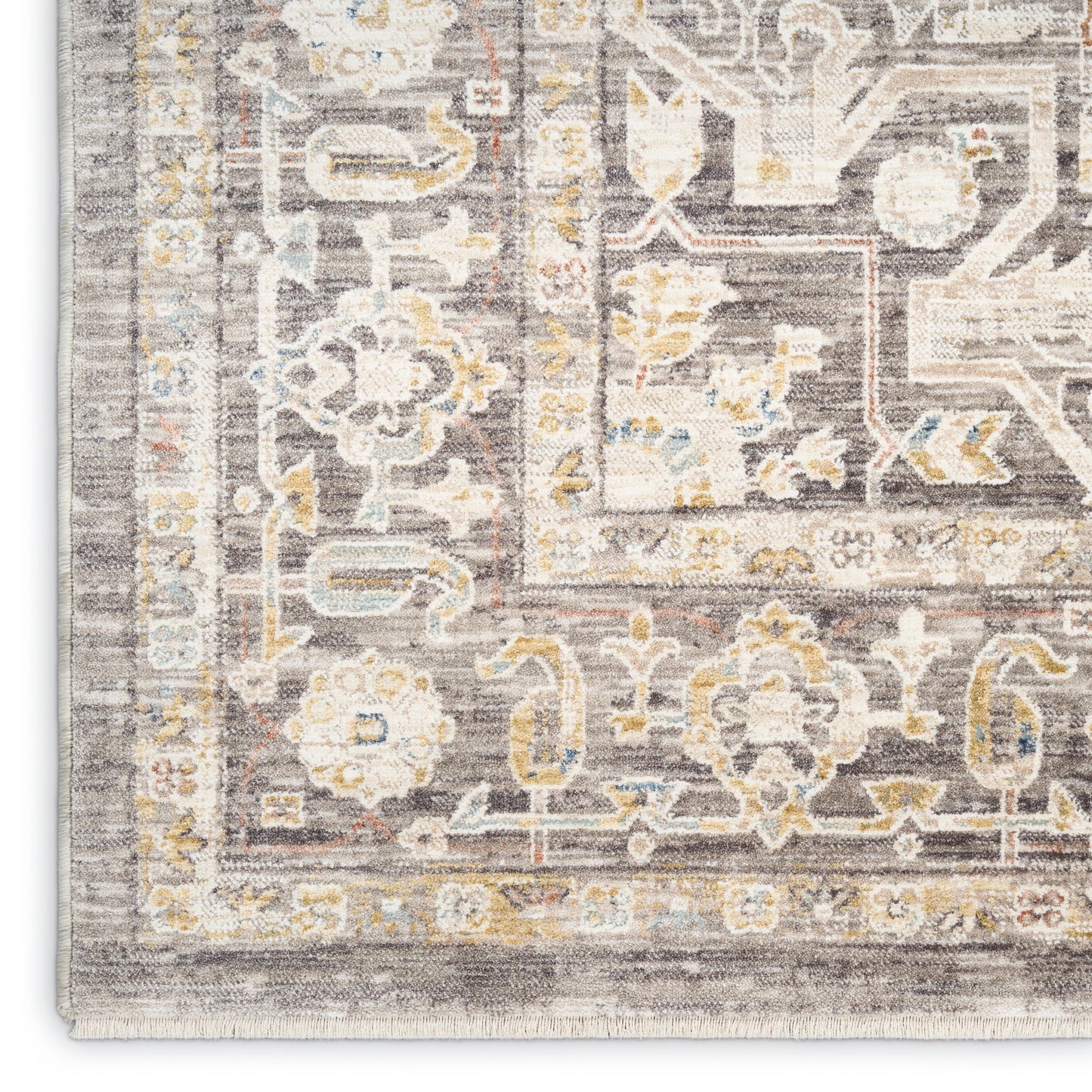 Nourison Antique Fusion 2'2" x 10' Ivory Charcoal Vintage Indoor Rug
