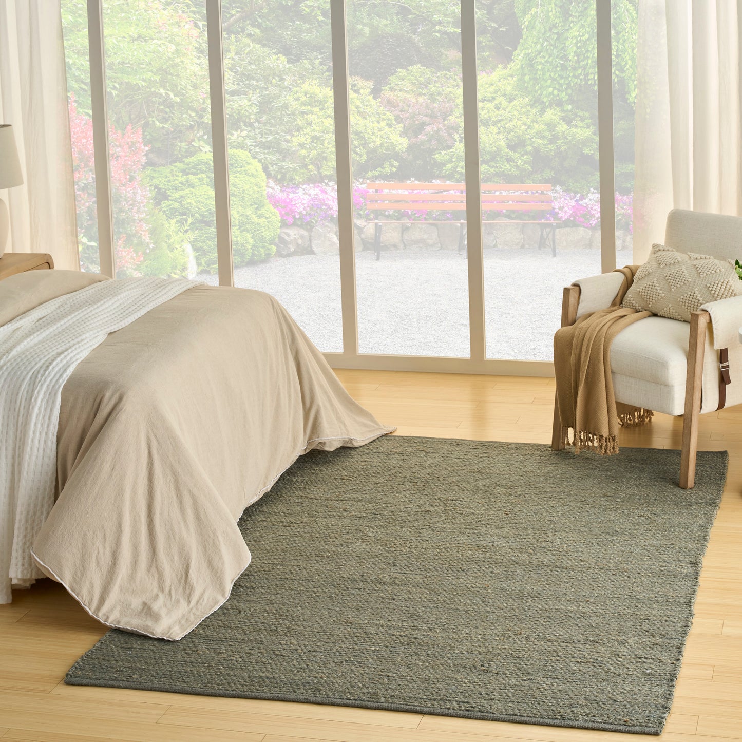Nourison Natural Jute 9' x 12' Sage Farmhouse Indoor Rug