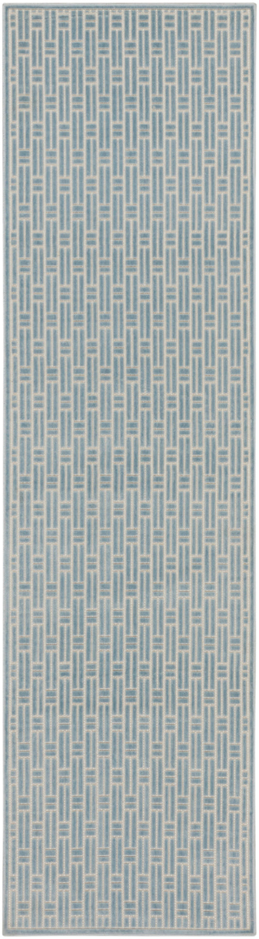 Nourison Washable Charm 2'2" x 10' Blue Ivory Modern Indoor Rug