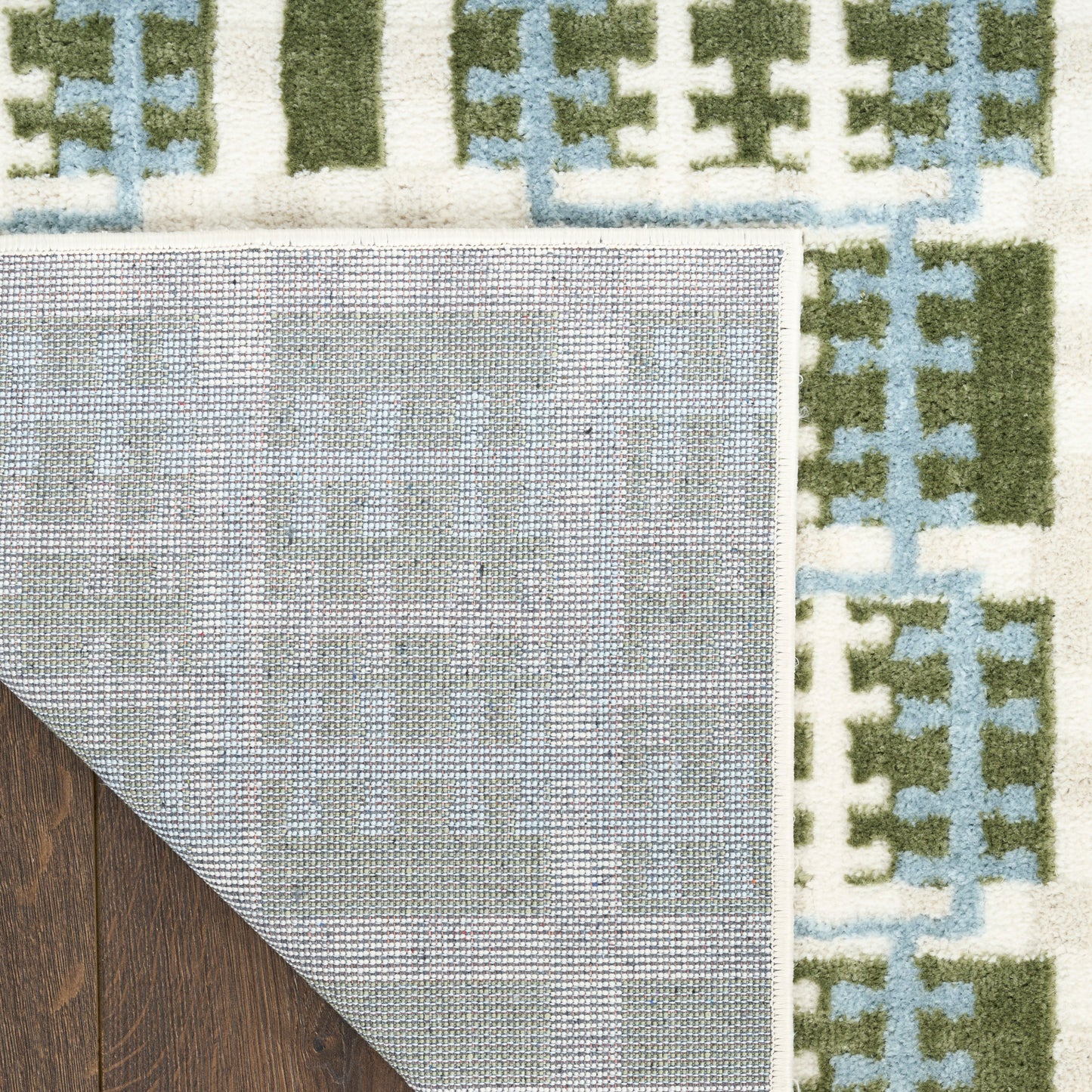 Nourison Nordic 2' x 6' Blue Green Modern Indoor Rug